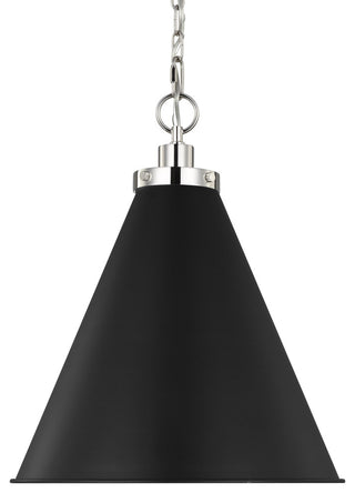 Wellfleet Medium Cone Pendant, Midnight Black and Polished Nickel