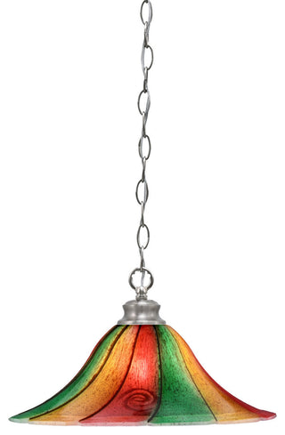 Chain 1-Light Chain Hung Pendant, Brushed Nickel/Mardi Gras