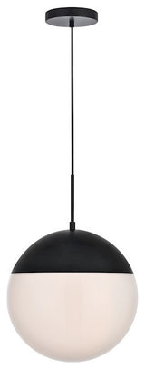 Eclipse 1 Light Pendant in Black & Frosted White