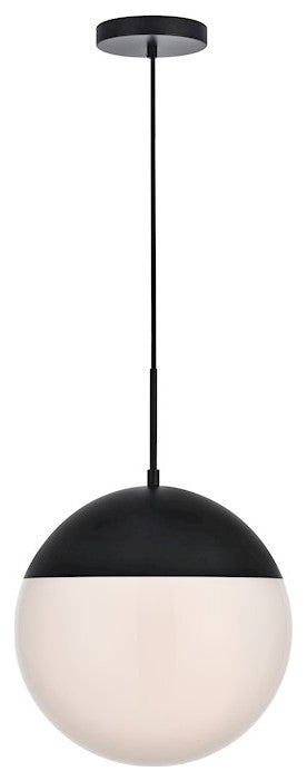 Eclipse 1 Light Pendant in Black & Frosted White