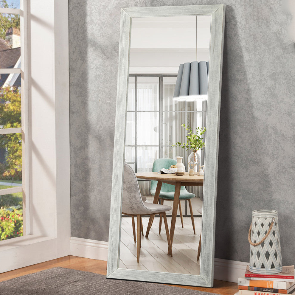 Brushed White Wooden Mirror