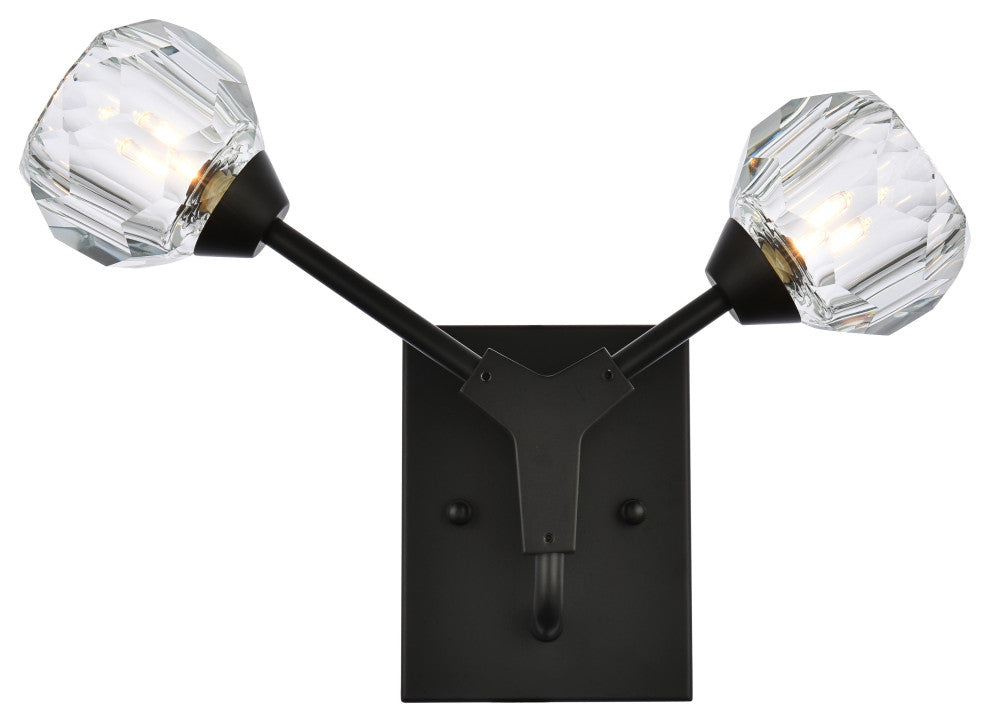 2 Light Wall Sconce, Black