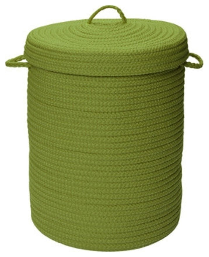 Colonial Mills Hamper Simply Home Solid Bright Green Round Hamper With Lid