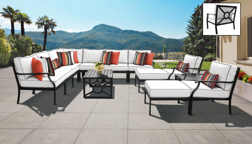 kathy ireland Madison Ave. 13 Piece Aluminum Patio Furniture Set 13a, Snow