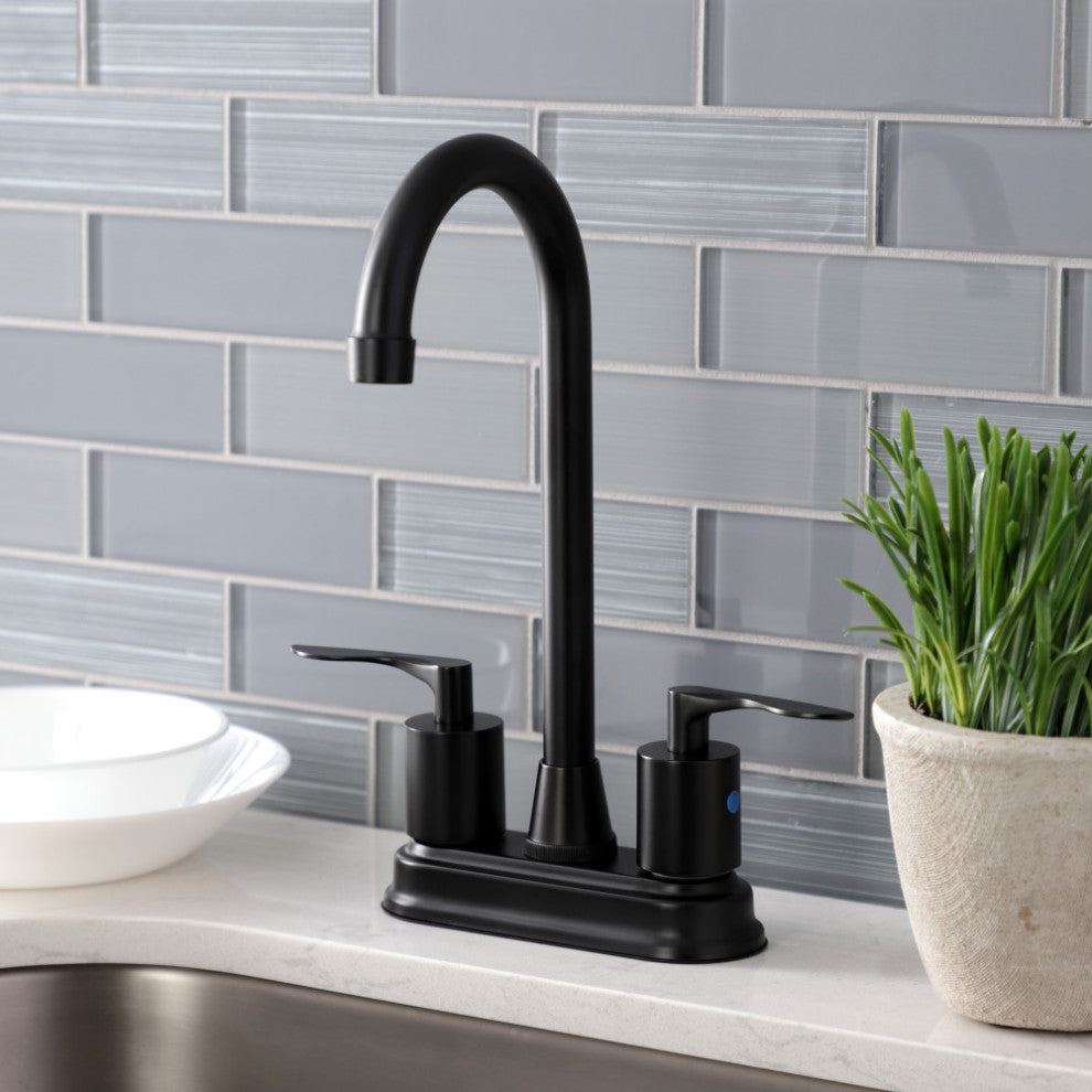 Kingston Brass KB8490SVL Two-Handle 2-Hole Deck Mount Bar Faucet, Matte Black