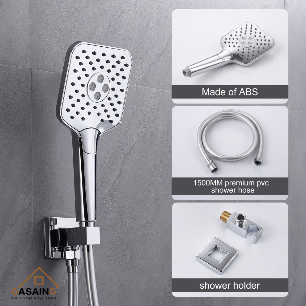 Brushed Nickel Wall Mounted  Shower Faucet Waterfall Shower Bar System, Chrome