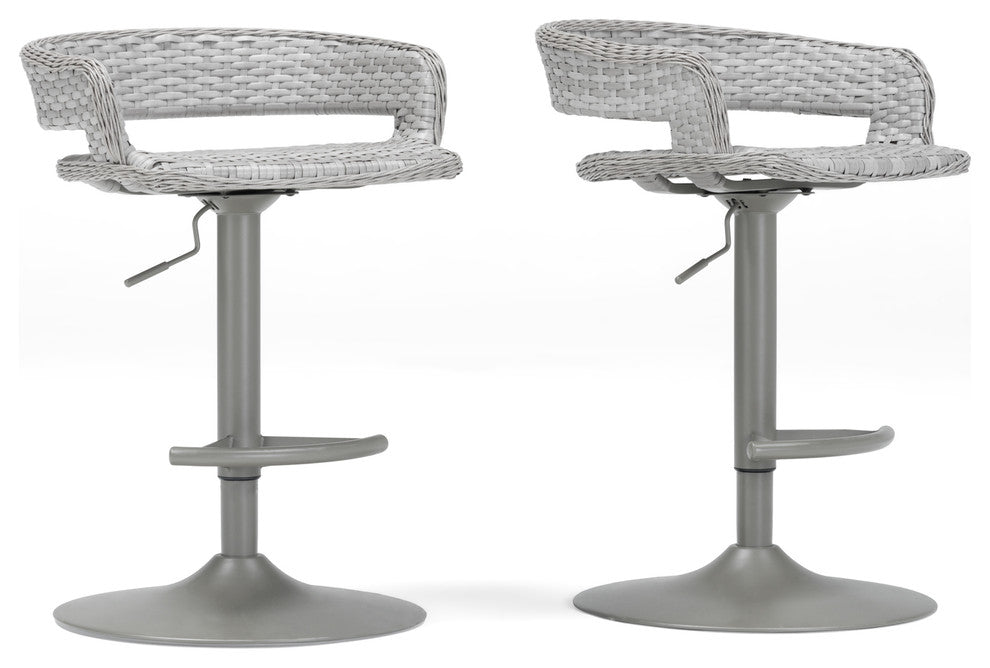 Comfort Airlift Wicker Bar Stools, Set of 2, Gray