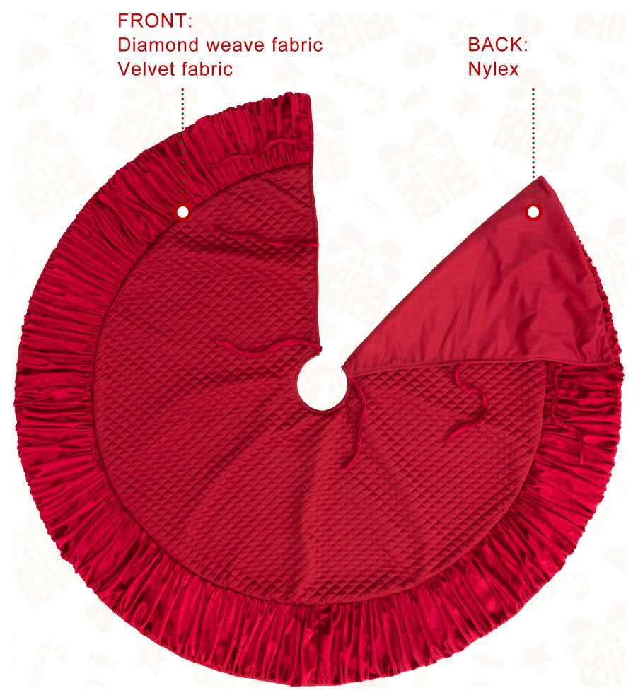 48''D Velvet Ruffled Christmas Tree Skirt