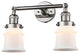 Small Canton 2-Light Bath Vanity-Light, Polished Nickel, Matte White