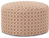 Elegant Gold Round Pouf Footrest, Polyester