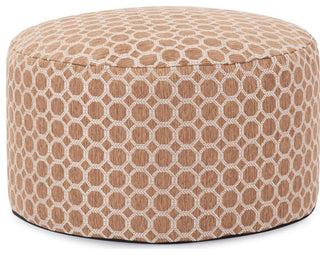 Elegant Gold Round Pouf Footrest, Polyester