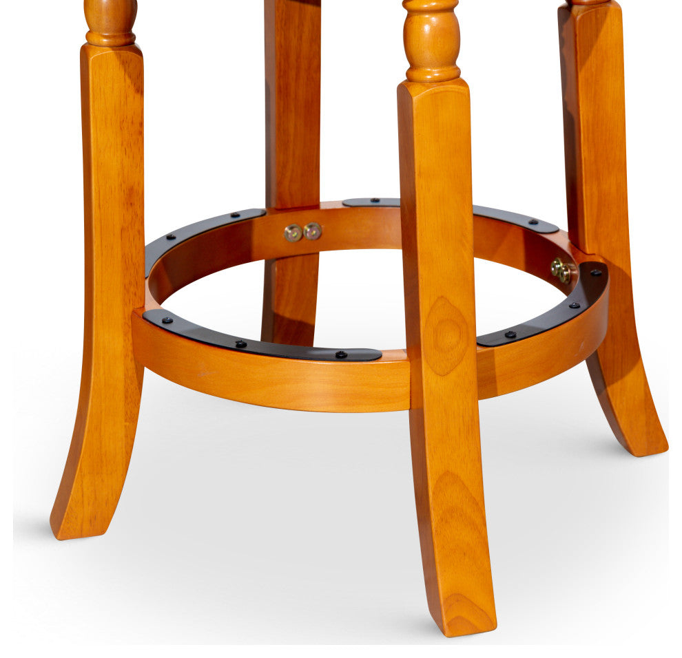 DTY Palmer Lake Swivel Stool, Natural/Saddle Leather Seat, 24" Counter Stool