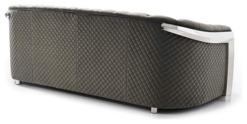 Sapphire Black Tufted Velvet Sofa With LED Lights, Gray