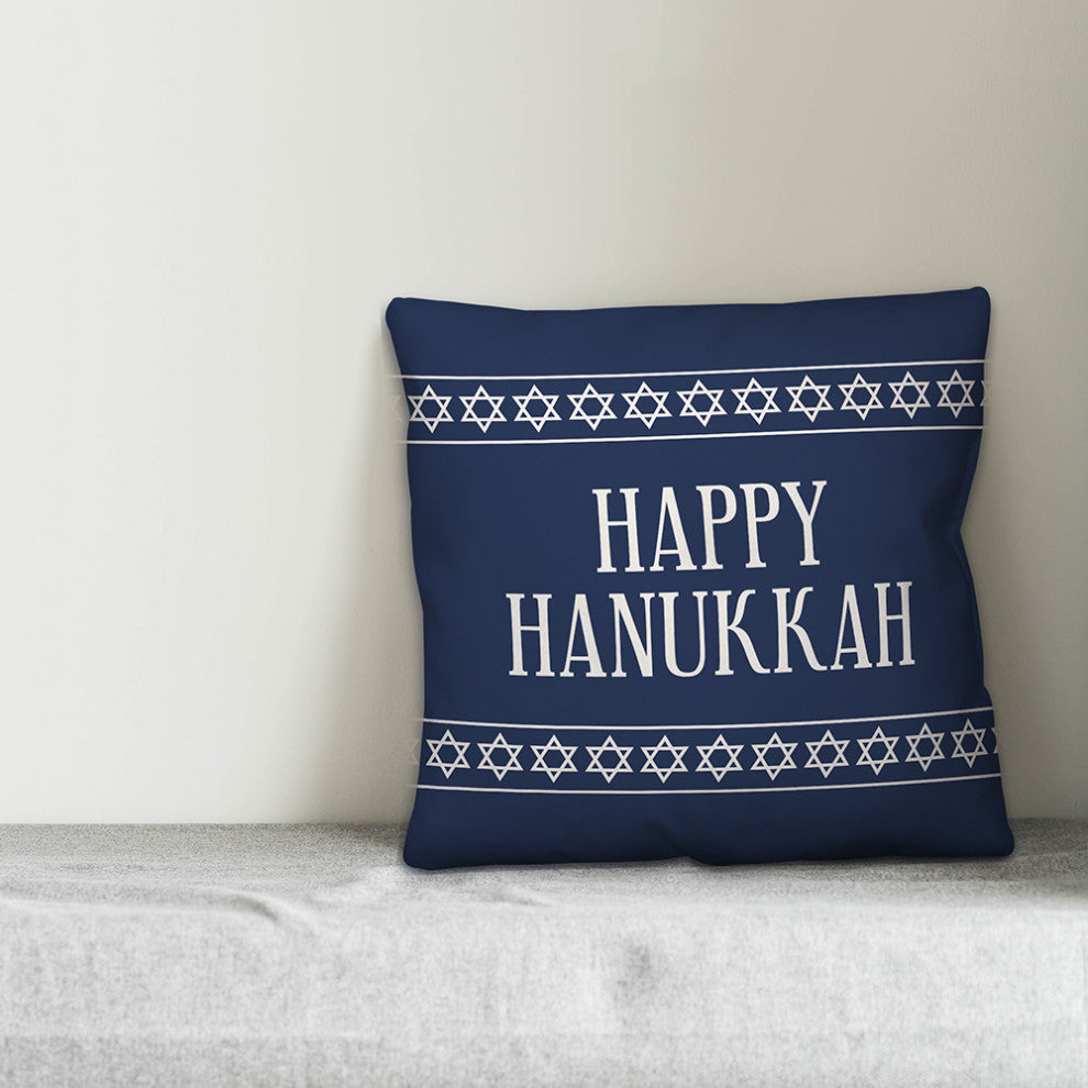 Happy Hanukkah Stars 18"x18" Throw Pillow