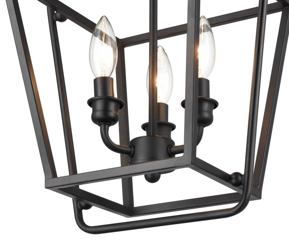 3-Light 12" Matte Black Pendant