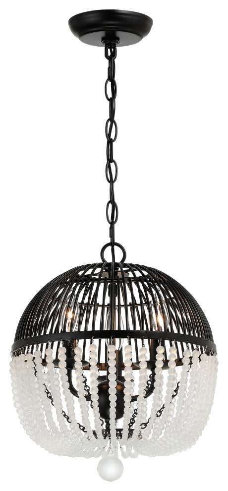 Duval 3 Light Matte Black Mini Chandelier