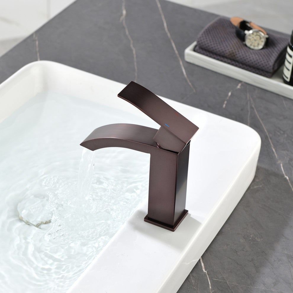 Single Handle Deck Mount Bathroom Faucet, Brown