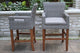 Balcony Height Light Gray Wicker and Eucalyptus Armchair, Set of 2