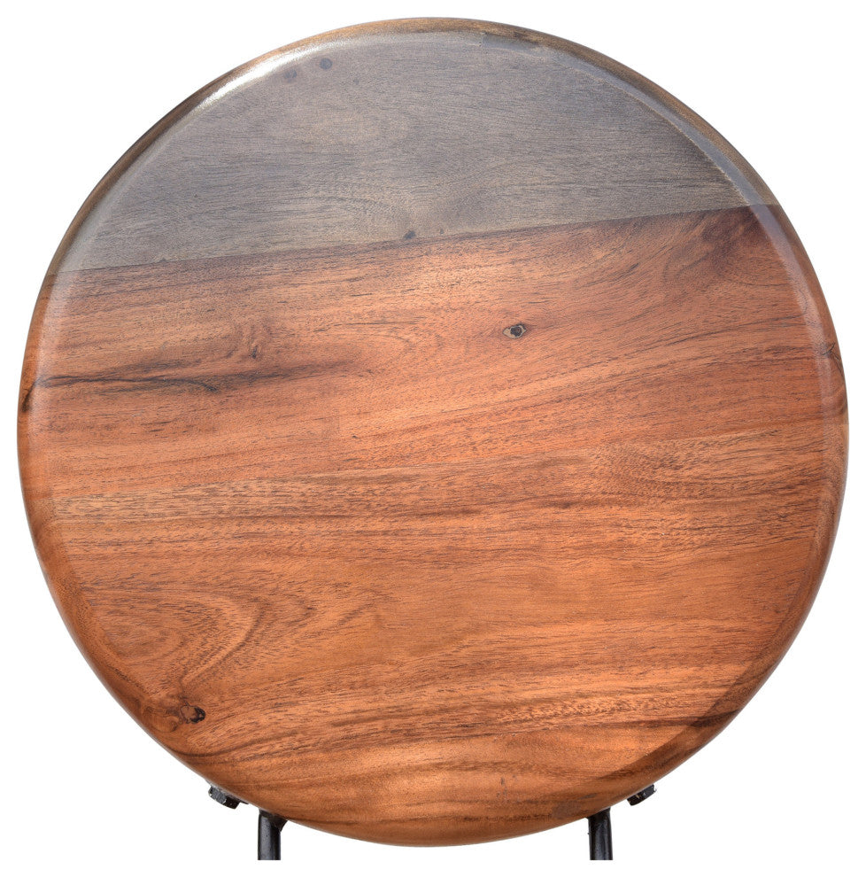 Christal Modern Industrial Acacia Wood Bar Stool