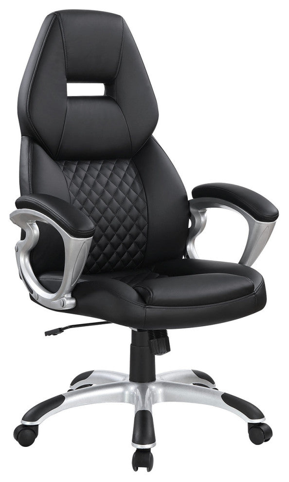 Adjustable Height Leatherette Office Chair, Black