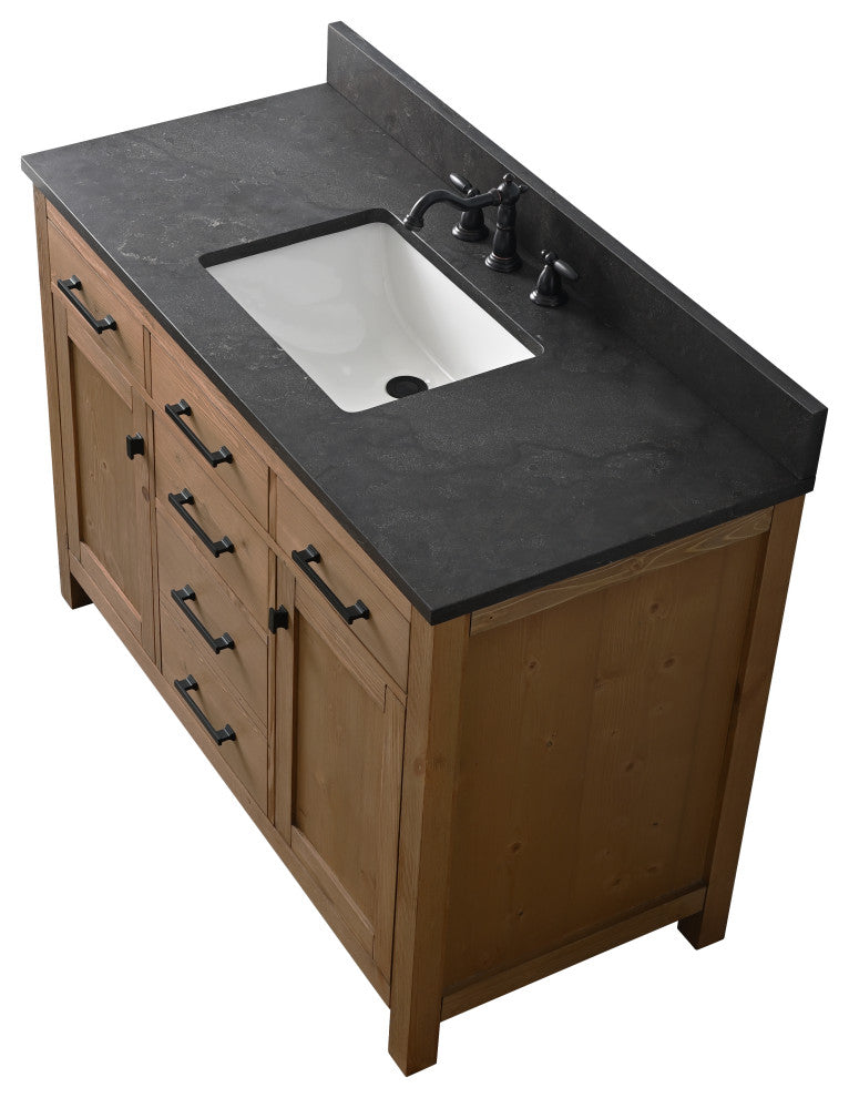 Jasper 48" Bathroom Vanity, Textured Natural, Blue Limestone