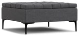 Laura Mid Century Lift Top Storage Ottoman, Slate Grey