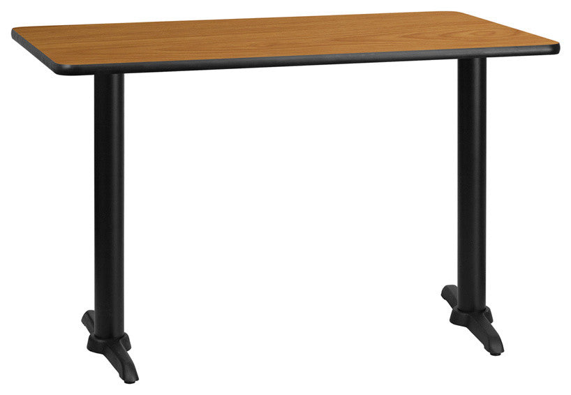 30"x48" Rectangular Natural Laminate Table Top With 5"x22" Table Ht Bases