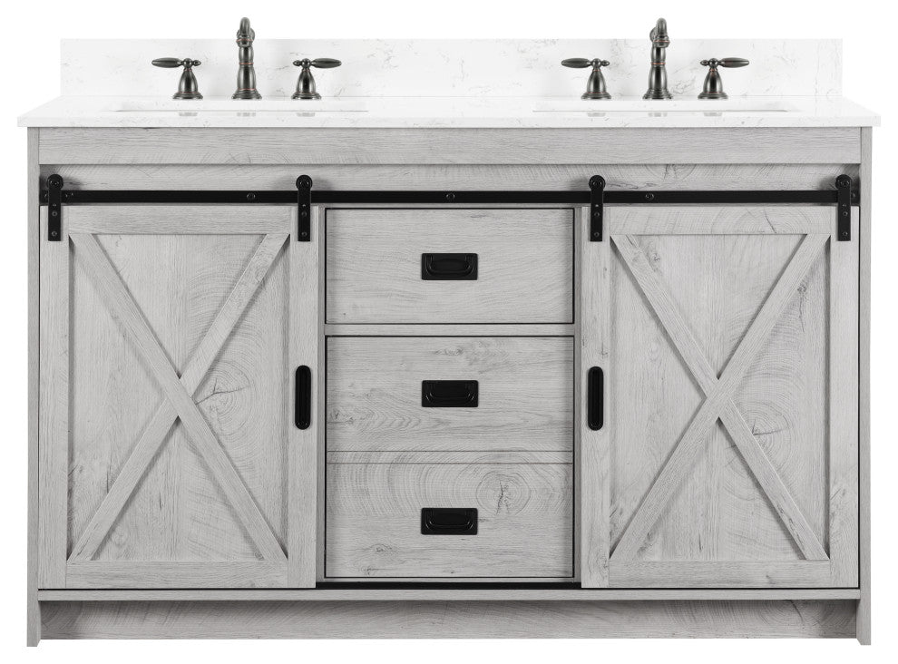 Rafter 54" Bathroom Vanity, White Wash