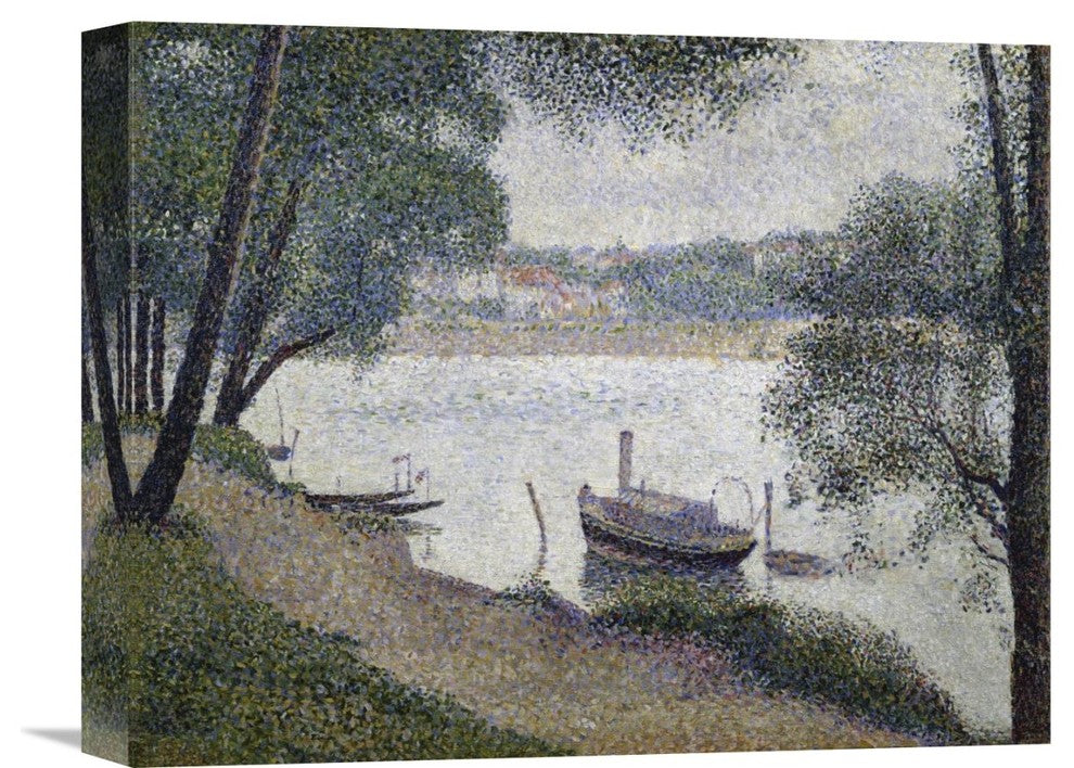 "Gray Weather, Grande Jatte" Stretched Canvas Giclee by Georges Seurat, 16"x13"