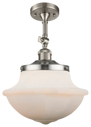 Large Oxford 1-Light Semi-Flush Mount, Brushed Satin Nickel, Matte White