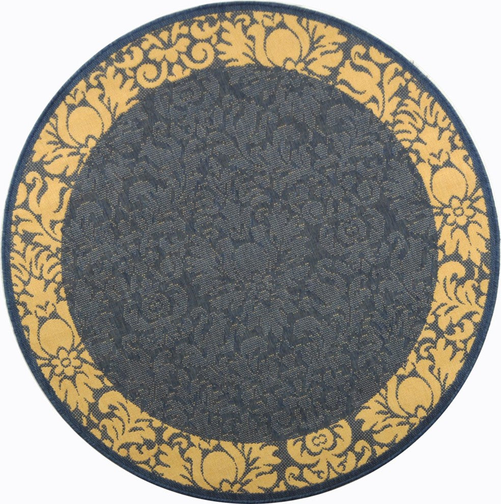 Safavieh Courtyard Cy2727-3103 Blue, Natural Area Rug, 7'x7' Round