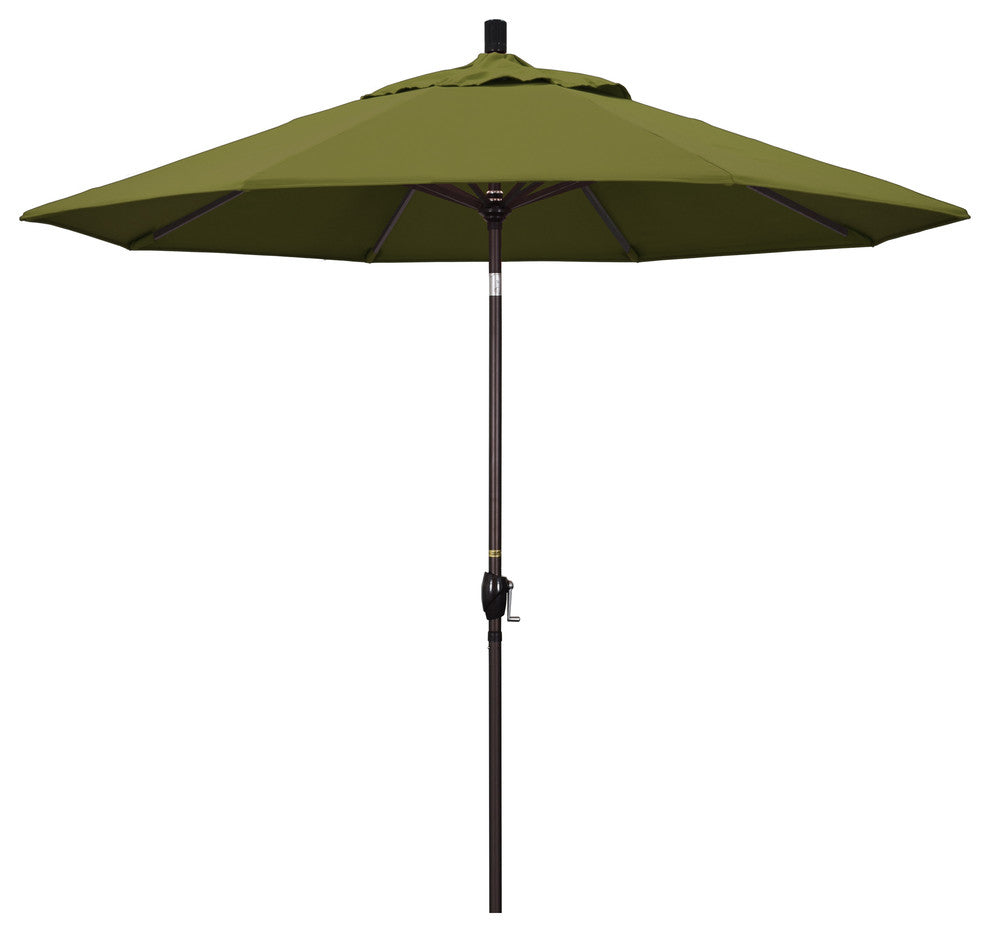 9' Bronze Push-Button Tilt Crank Aluminum Umbrella, Palm Pacifica