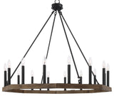 16-Light Octagonal Chandelier, California Walnut/Classic Black