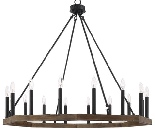 16-Light Octagonal Chandelier, California Walnut/Classic Black