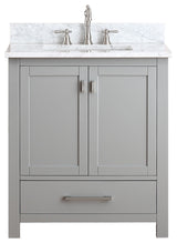 Avanity Modero 30" Vanity, Chilled Gray Finish, Carrera White Marble Top
