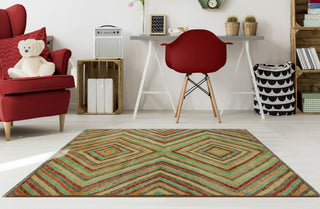 Balochi Bradlee Light Green/Red Rug, 4'10x6'5