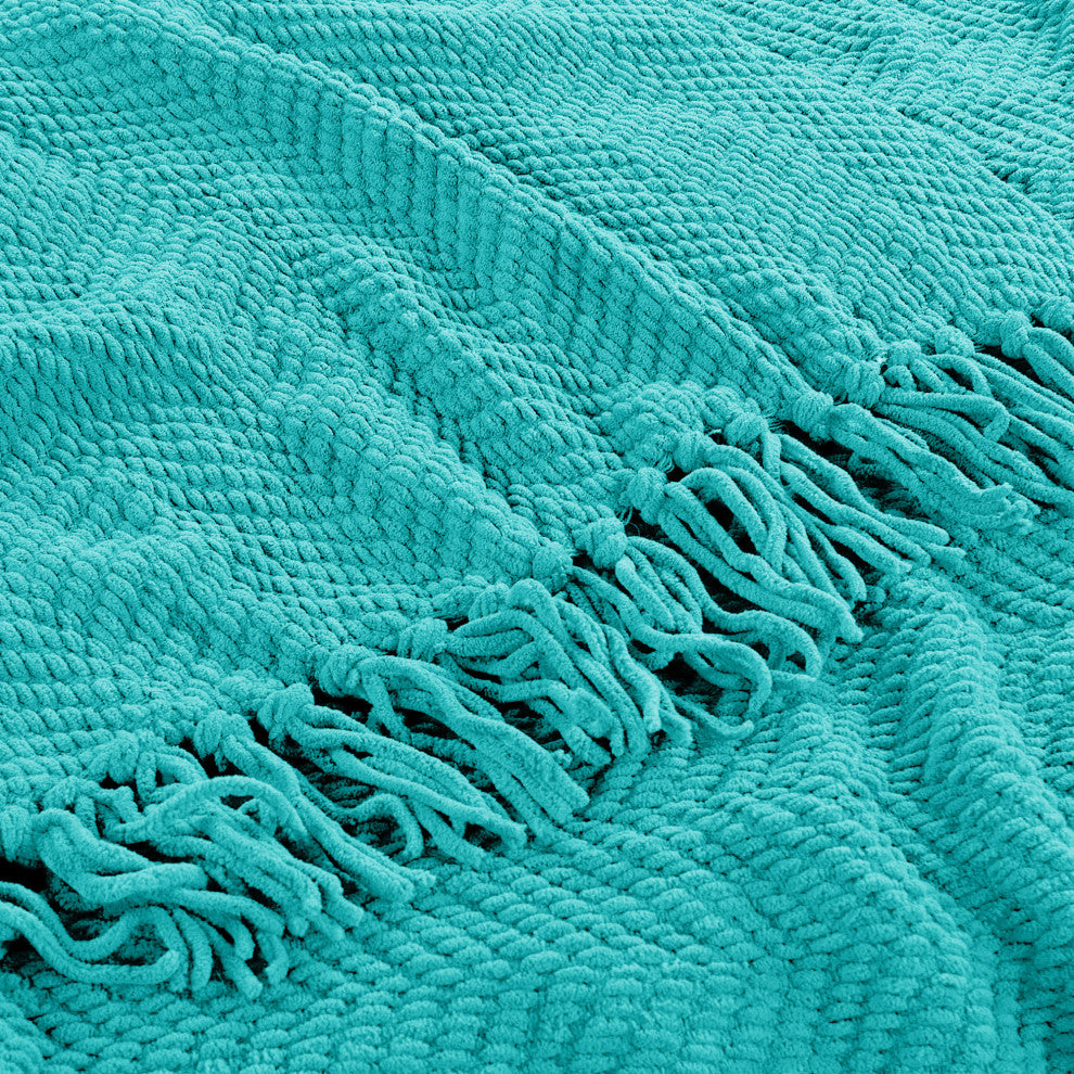 Tweed Knitted Throw Blanket, Baltic Blue, 50"x60"
