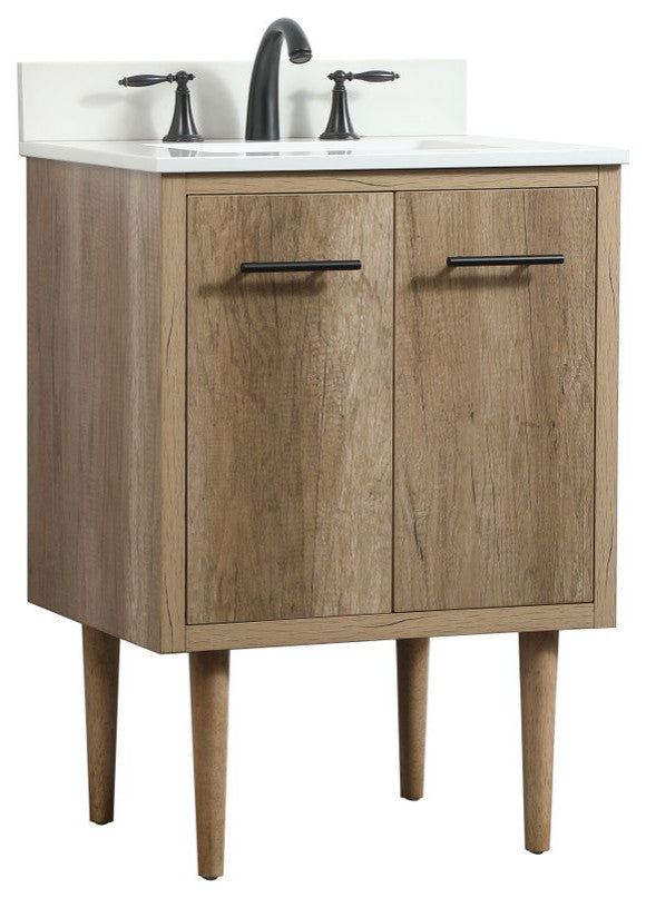 Home Living 19" Midcentury Modern Natural Oak-Light Bathroom Vanity