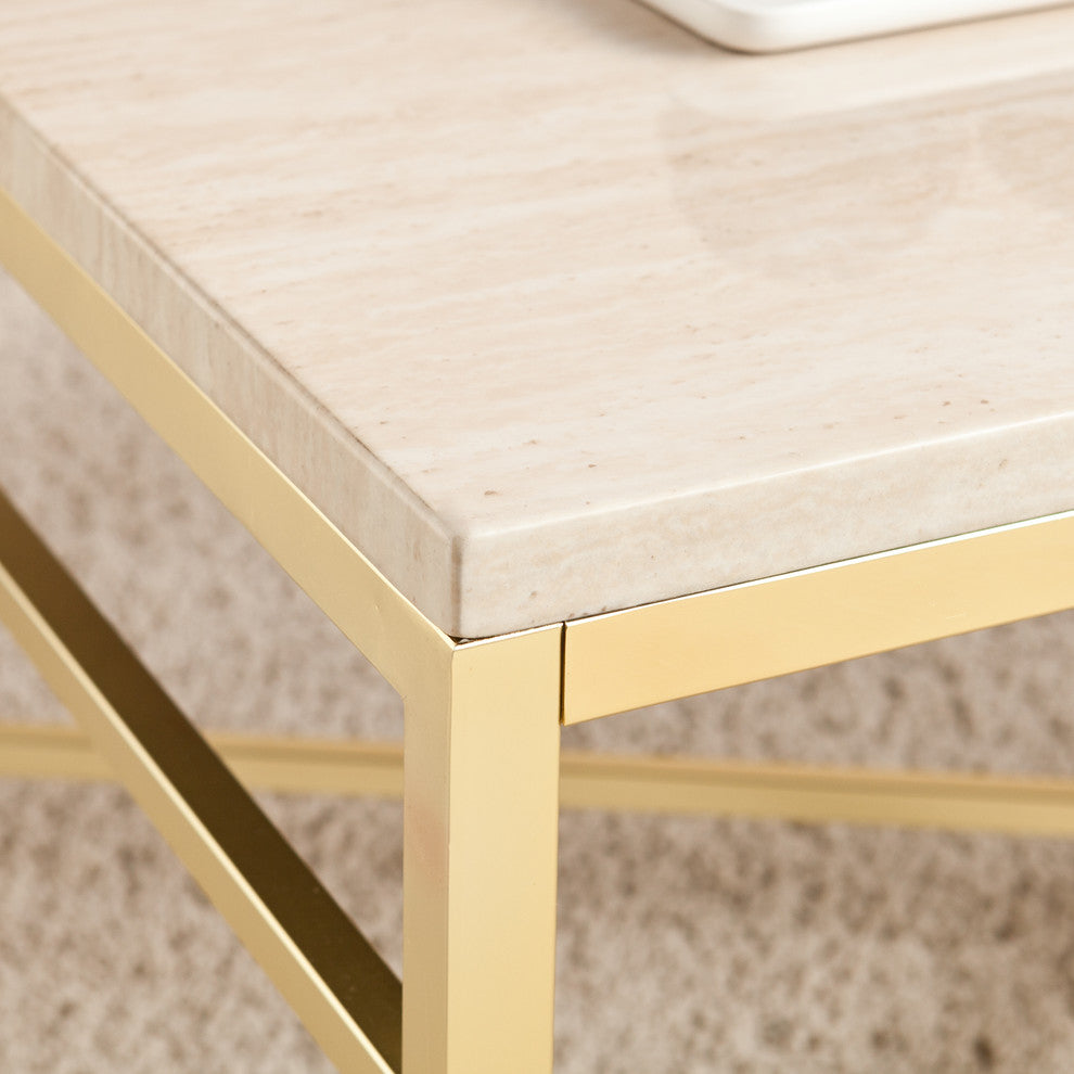 SEI Furniture Orinda Metal Coffee Table in Travertine