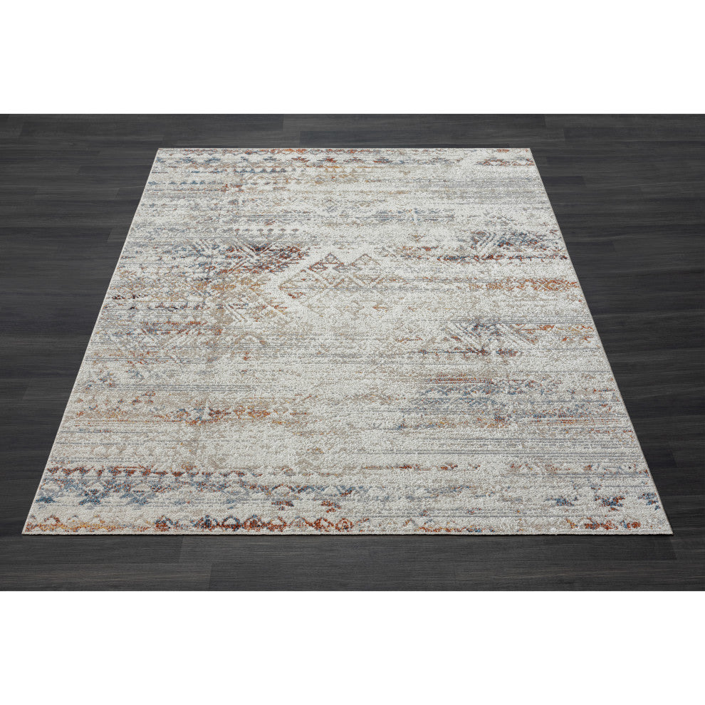 Leilani Gray/Multi Distressed Medallion Machine-Washable Area Rug, 5' x 7'