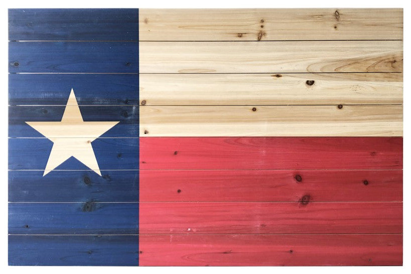 Bold Texas Flag Print Wood Plank Wall Art