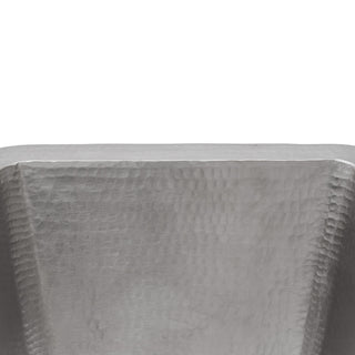17" Rectangle Copper Prep Sink, Nickel, 3.5" Drain Opening, Drain & Accessories