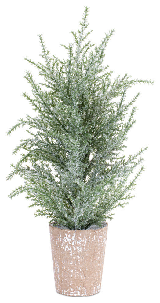 Potted Icy Pine Tree, 4-Piece Set