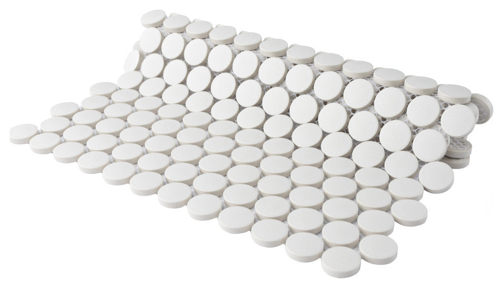 Gotham Penny Round Porcelain Mosaic Sample