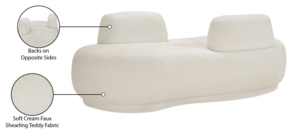 Argyle Upholstered Chaise/Loveseat, Cream, Teddy Fabric