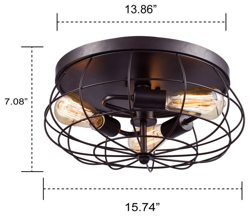 Oil Rubbed Bronze Flush Mount Ceiling Light, 3-Light
