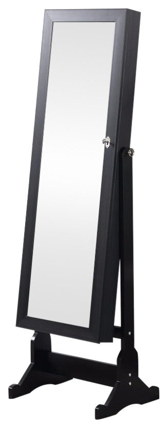 Benzara BM163993 Wooden Jewelry Cheval Mirror, Black