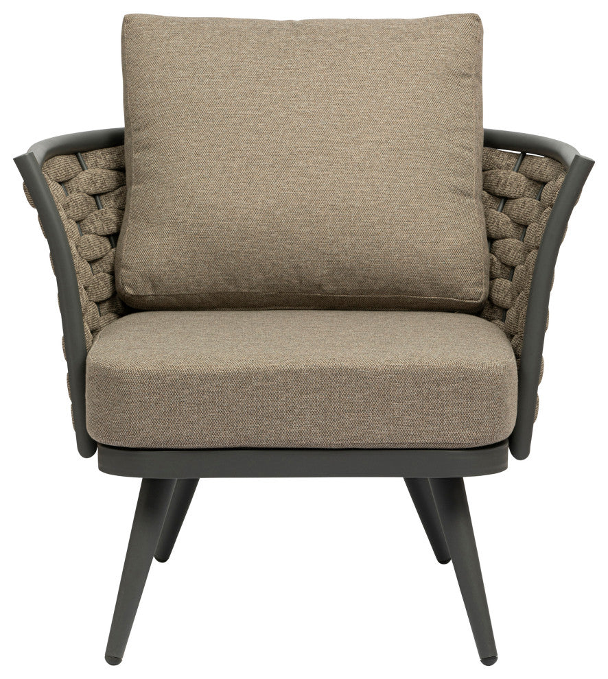 Solna Lounge Chair, Taupe Fabric With Gray Frame