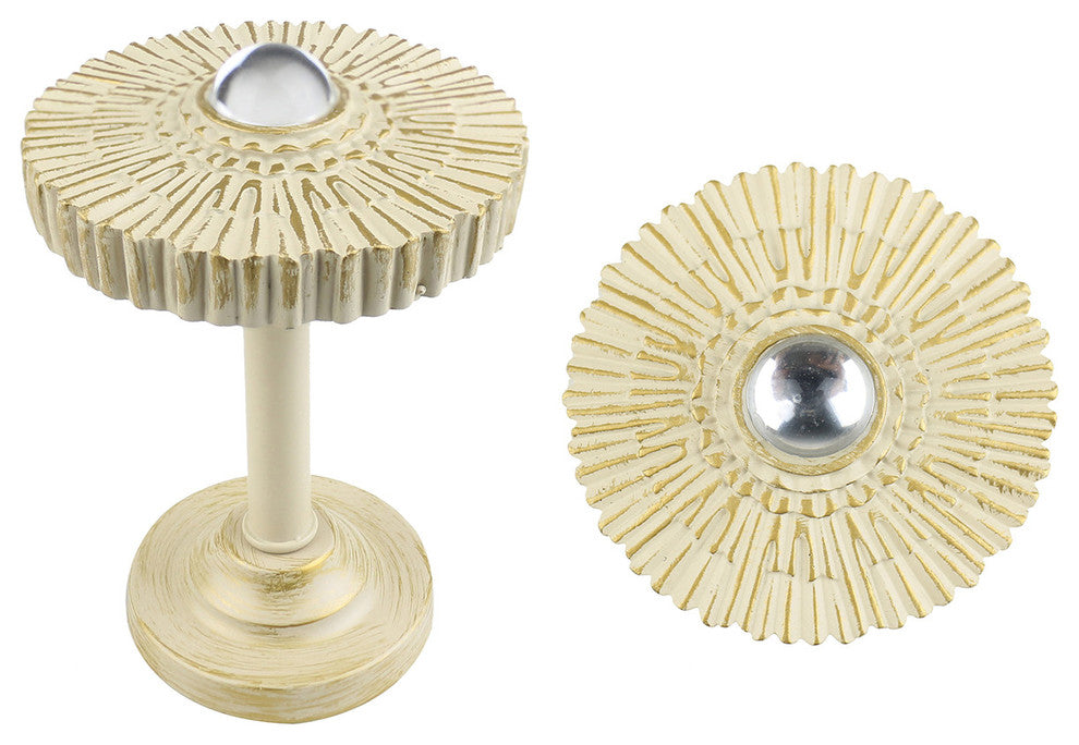 Sunburst Medallion Drapery Holdback, Gilded French White