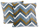 Chevron Faux Fur Pillow Shells, Set of 2, Blue Green, 20"x20"